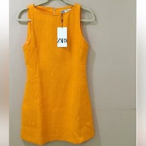 Zara Women's Vibrant Orange Mini Dress